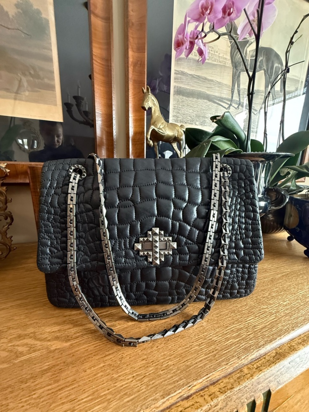 🩷❤️Stunning Lanvin Quilted Lambskin Leather Maxi XL Single Flap Bag❤️🩷 - Picture 12 of 15
